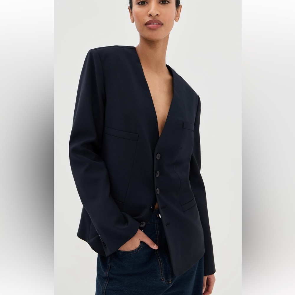 Tibi Tropical wool collarless Women's Blazer